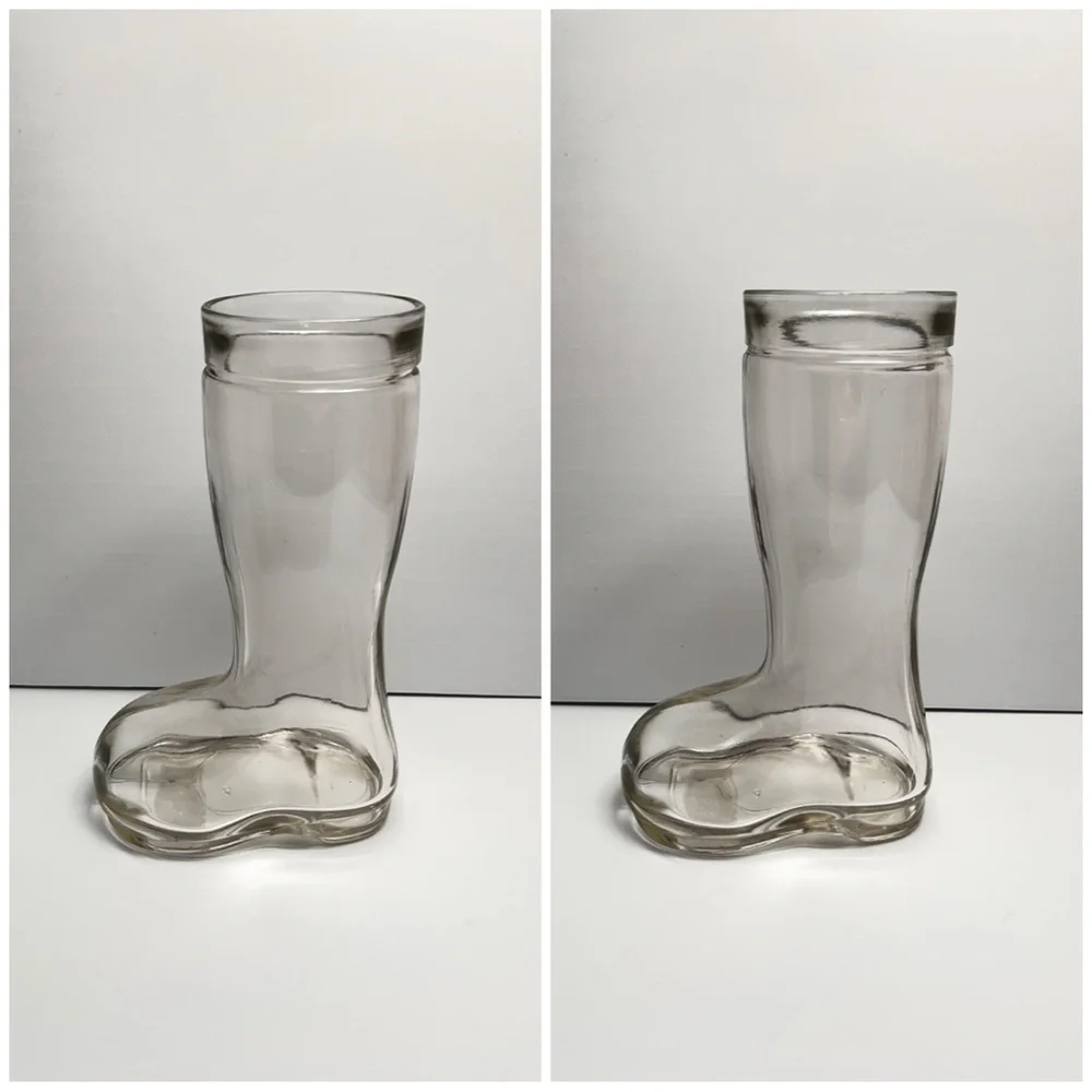 Target Vintage Clear Glass Boot Vase / Boot Shaped Drinking Glass. 9” Tall. BNWT